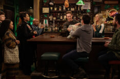 IT'S ALWAYS SUNNY IN PHILADELPHIA -- Season 17 -- Pictured (L-R): Chris Perfetti as Jacob Hill, Quinta Brunson as Janine Teagues, Sheryl Lee Ralph as Barbara Howard, William Stanford Davis as Mr. Johnson, Glenn Howerton as Dennis, Rob McElhenney as Mac, Kaitlin Olson as Dee, Charlie Day as Charlie.