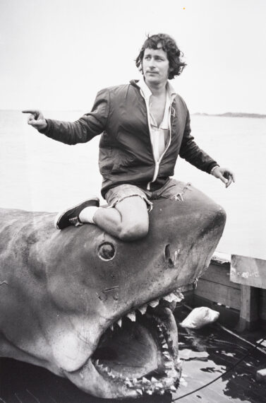 Steven Spielberg on the set of Jaws.