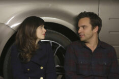 Zooey Deschanel and Jake Johnson as Jess and Nick in New Girl