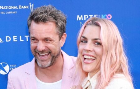 Joshua Jackson, Busy Philipps, Derek Hough, Hayley Erbert, and Harvey Guillén attend MPTF's NextGen Annual Summer Party at The Aster In June 2025 in Los Angeles, California