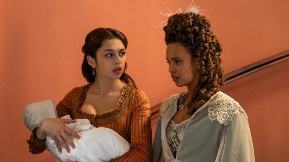Josie Totah and Alisha Boe on Season 2, Episode 2, of Apple TV+'s 'The Buccaneers.'