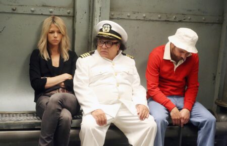 Kaitlin Olson, Danny DeVito, and Charlie Day on 'It's Always Sunny in Philadelphia,' Season 11, Episode 9, 'The Gang Goes to Hell: Part 1'
