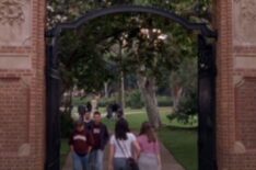 Lauren Graham and Alexis Bledel at the gates of Harvard