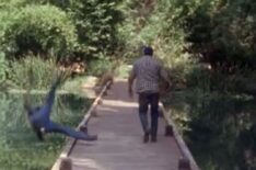 Scott Patterson shoves Milo Ventimiglia into a lake