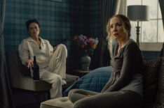 Lara Pulver as Bella Harrigan and Joanne Froggatt as Jan Da Souza in MOBLAND, episode 6, season 1, Streaming on Paramount+ 2025. Photo Credit: Luke Varley/Paramount+
