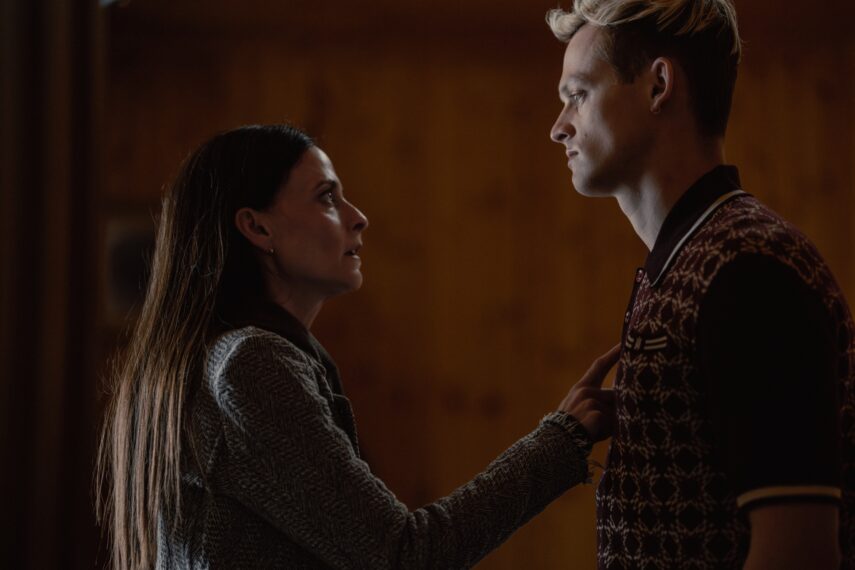 L-R Lara Pulver as Bella Harrigan and Anson Boon as Eddie Harrigan in MOBLAND, episode 10, season 1, Streaming on Paramount+ 2025. Photo Credit: Luke Varley/Paramount+