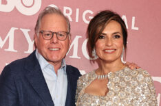 David Zaslav and Mariska Hargitay at the 2025 Tribeca Festival at the premiere of 'My Mom Jayne'