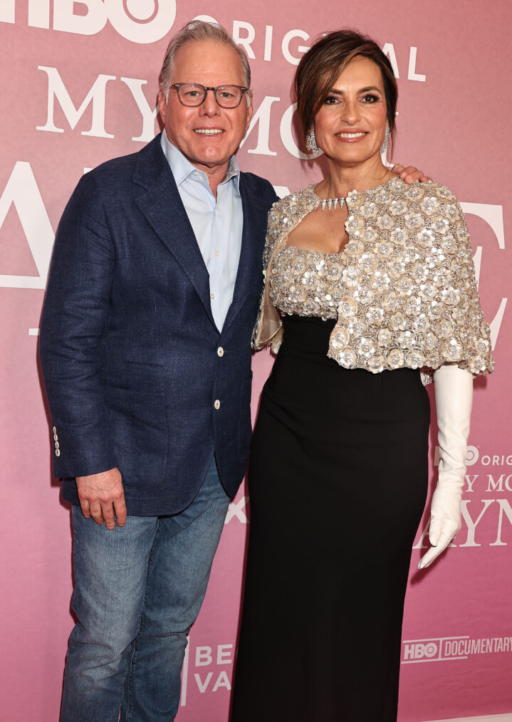 David Zaslav and Mariska Hargitay at the 2025 Tribeca Festival at the premiere of 'My Mom Jayne'