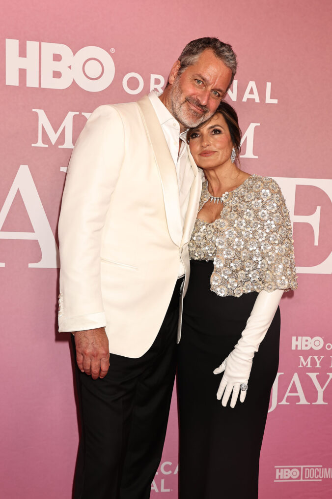 Peter Hermann and Mariska Hargitay at the 2025 Tribeca Festival at the premiere of 'My Mom Jayne'