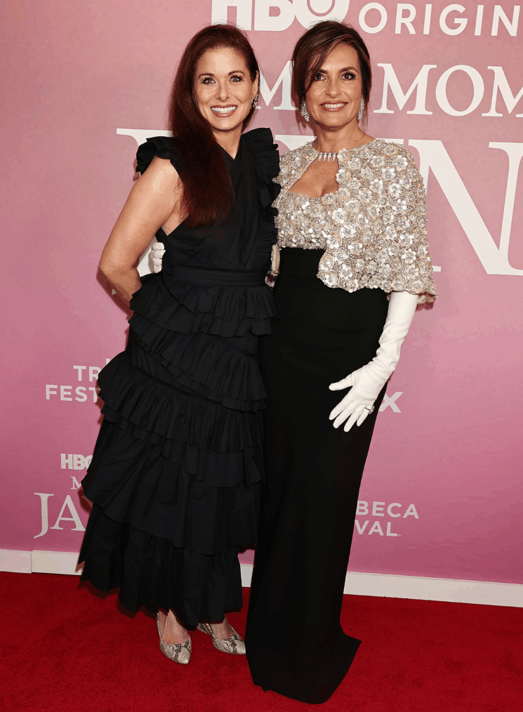 Debra Messing and Mariska Hargitay at the 2025 Tribeca Festival at the premiere of 'My Mom Jayne'