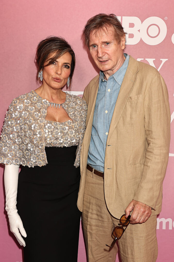 Mariska Hargitay and Liam Neeson at the premiere of 'My Mom Jayne' at the 2025 Tribeca Festival