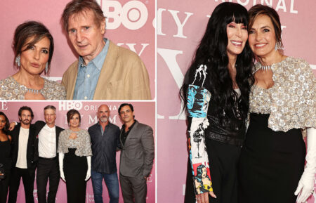 Mariska Hargitay with Liam Neeson, Cher, Aime Donna Kelly, Kevin Kane, Peter Scanavino , Christopher Meloni, and Danny Pino