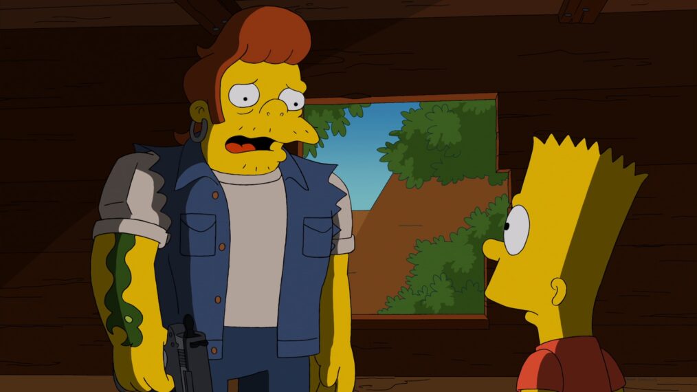 Snake and Bart Simpson (Hank Azaria and Nancy Cartwright)