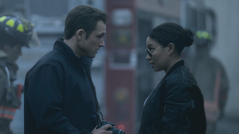 Taron Egerton and Jurnee Smollett in 'Smoke' Season 1 Episode 1