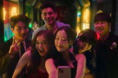 Minyeong Choi as Dae Heon Kim, Anna Cathcart as Kitty Song Covey, Anthony Keyvan as Quincy 'Q' Shabazian, Gia Kim as Yuri Han, Han Bi Ryu as Eunice Kang, Joshua Hyunho Lee as Jin in episode 207 of XO, Kitty.
