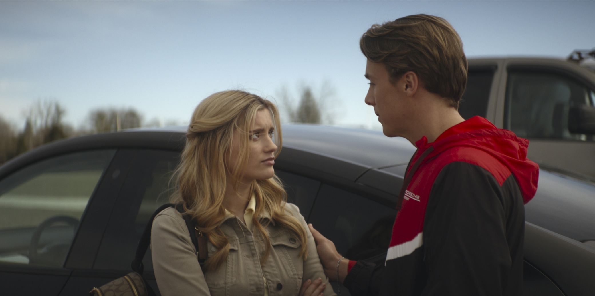 Alicia (Mia Healey) and Harris (Josh Macqueen) in 'Motorheads'