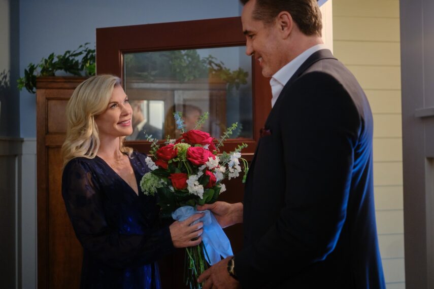 Alison Sweeney and Victor Webster as Hannah and Chad in 'Pie to Die For: A Hannah Swensen Mystery'