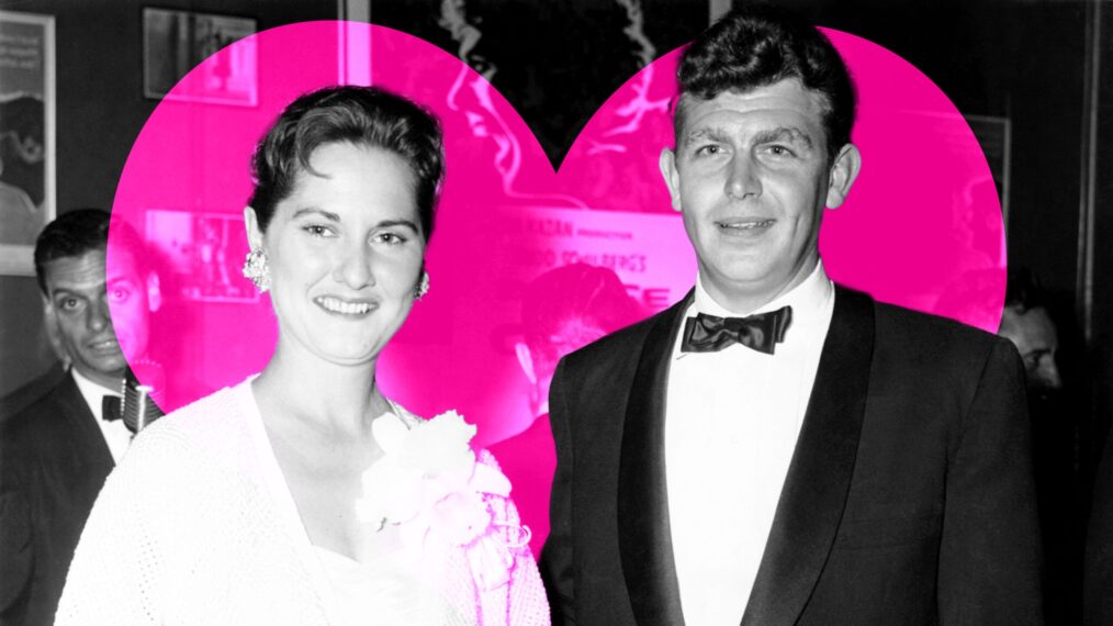 Andy Griffith, right, and his first wife, Barbara Griffith, at the New York premiere of A FACE IN THE CROWD, 1957