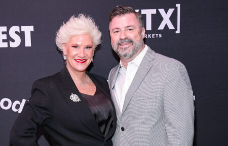Anne Burrell and Stuart Claxton attend as City Harvest Presents The 2025 Gala: Carnaval at Cipriani 42nd Street on April 22, 2025 in New York City.