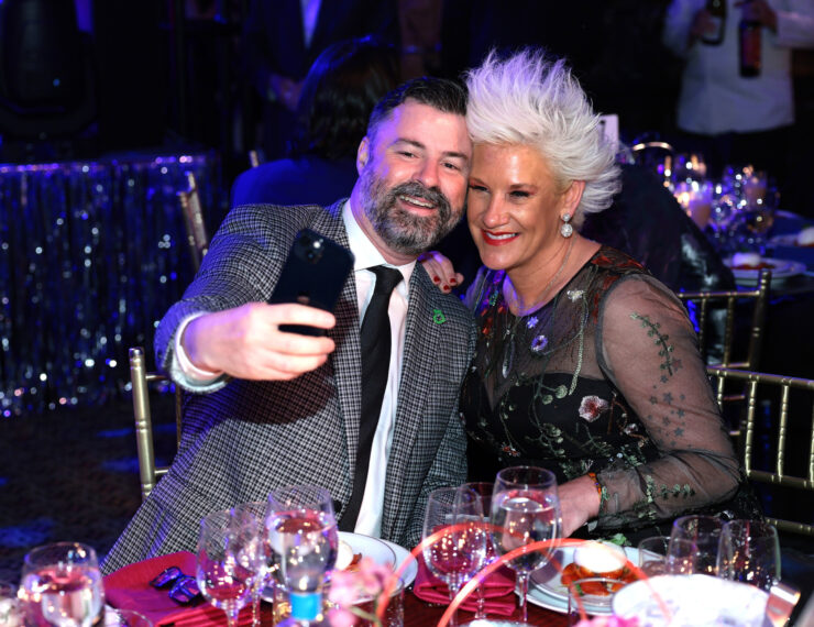 Stuart Claxton and Anne Burrell appears as City Harvest Presents The 40th Anniversary Gala: House Of Harvest at Cipriani 42nd Street on April 25, 2023 in New York City.