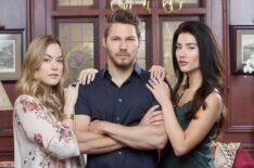 Annika Noelle, Scott Clifton, Jacqueline MacInnes Wood on the set of 'The Bold and the Beautiful'