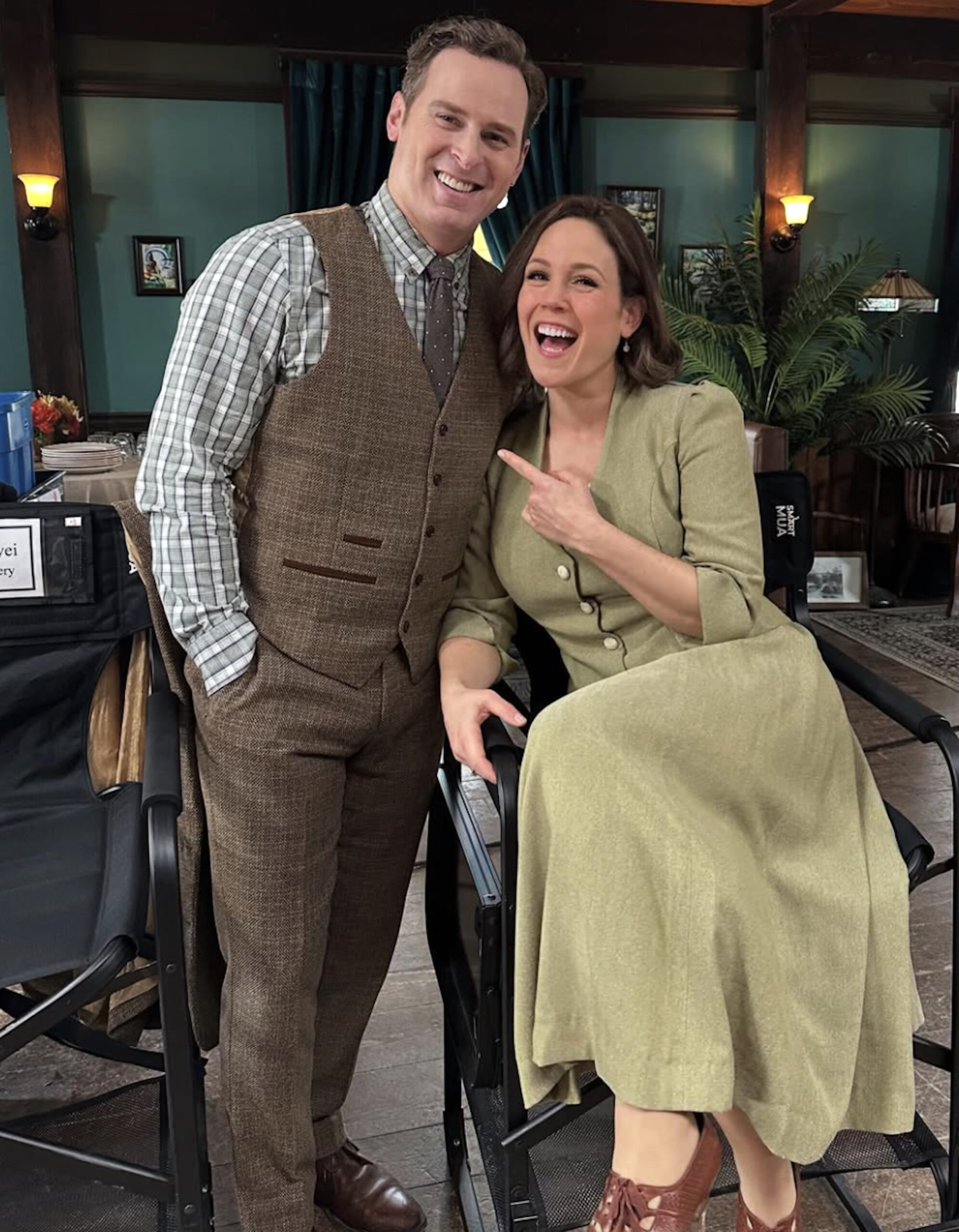 Erin Krakow and Ben Rosenbaum on the 'When Calls the Heart' set