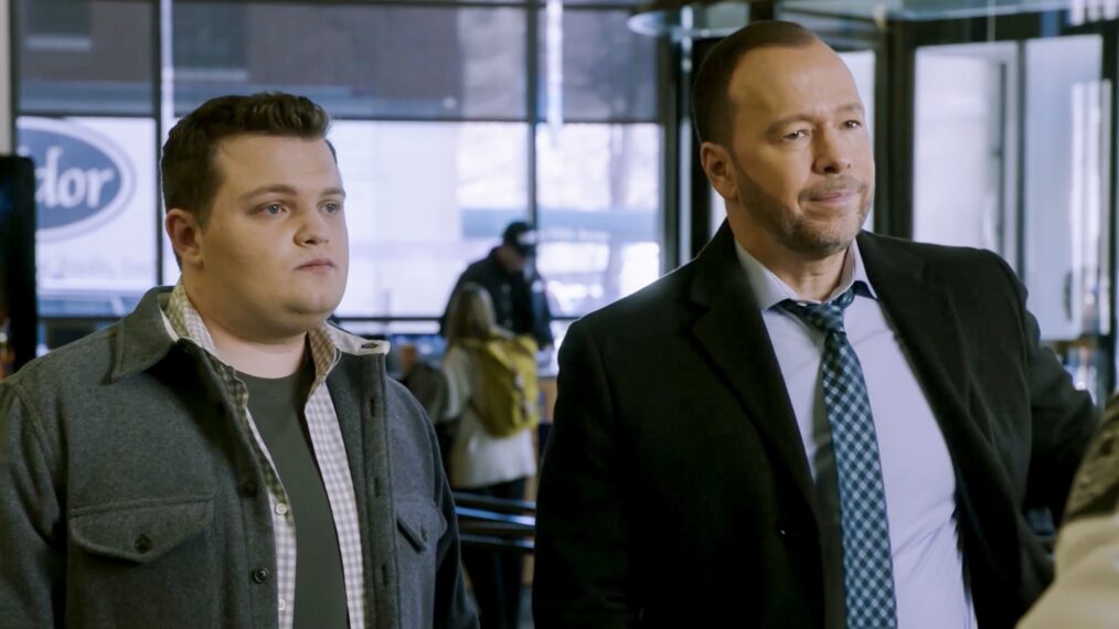 Andrew Terraciano as Sean Reagan and Donnie Wahlberg as Danny Reagan in 'Blue Bloods' final season