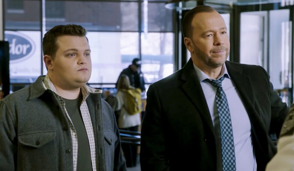 Andrew Terraciano as Sean Reagan and Donnie Wahlberg as Danny Reagan in 'Blue Bloods' final season