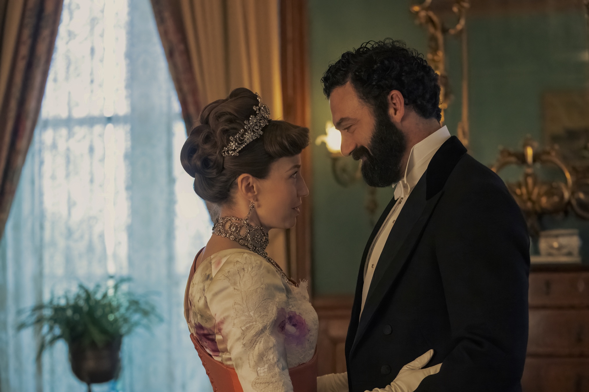 Carrie Coon and Morgan Spector in 'The Gilded Age' Season 3
