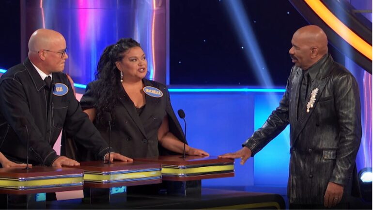 Michelle Buteau on Celebrity Family Feud with her family and Steve Harvey