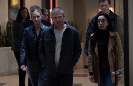 A.J. Cook as Jennifer ‘JJ’ Jareau, Zach Gilford as Elias Voit and Aimee Garcia as Dr. Julia Ochoa — 'Criminal Minds: Evolution' Season 18 Episode 5 