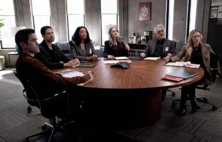 RJ Hatanaka as Tyler Green, Adam Rodriguez as Luke Alvez, Aisha Tyler as Dr. Tara Lewis, Paget Brewster as Emily Prentiss, Joe Mantegna as David Rossi, and A.J. Cook as Jennifer ‘JJ’ Jareau — 'Criminal Minds: Evolution' Season 18 Episode 7 