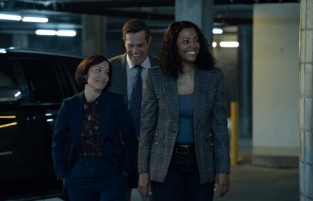 Nicole Pacent as Rebecca Wilson, Geoff Stults as Evan Delray and Aisha Tyler as Dr. Tara Lewis — 'Criminal Minds: Evolution' Season 18 Episode 7 