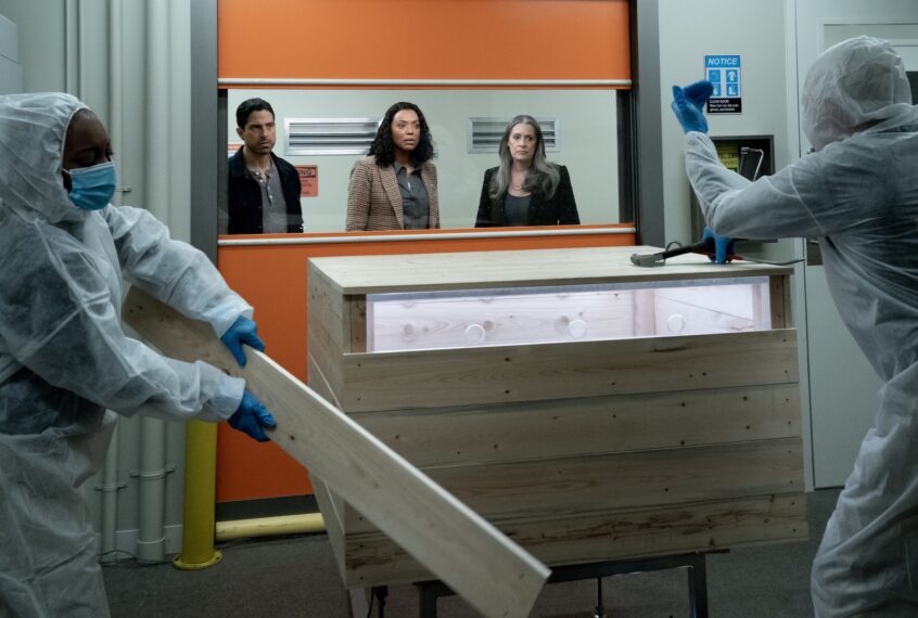 Adam Rodriguez as Luke Alvez, Aisha Tyler as Dr. Tara Lewis, and Paget Brewster as Emily Prentiss — 'Criminal Minds: Evolution' Season 18 Episode 9 