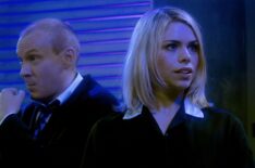 Shaun Dingwall as Pete, Billie Piper as Rose — 'Doctor Who' Season 2 Episode 6 'The Age of Steel'