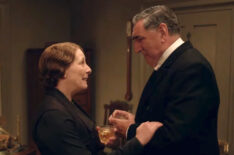 Phyllis Logan as Mrs. Hughes and Jim Carter as Mr. Carson on 'Downton Abbey'
