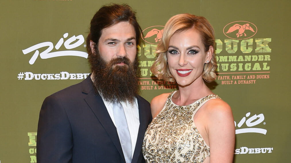 Television personalities Jep Robertson (L) and Jessica Robertson attend the 'Duck Commander Musical' premiere