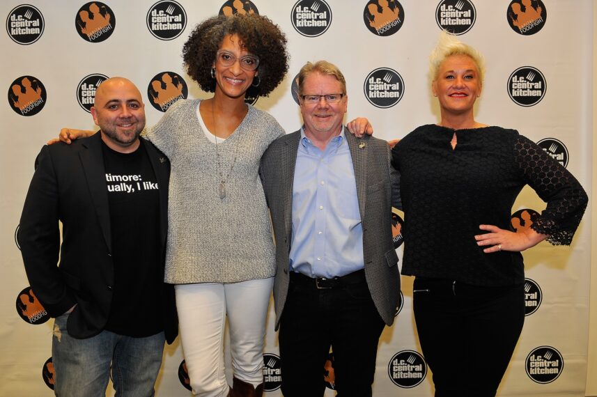 Duff Goldman, Carla Hall, Mike Curtin, and Anne Burrell attend DC Central Kitchen's Capital Food Fight in November 2015 in Washington, D.C.