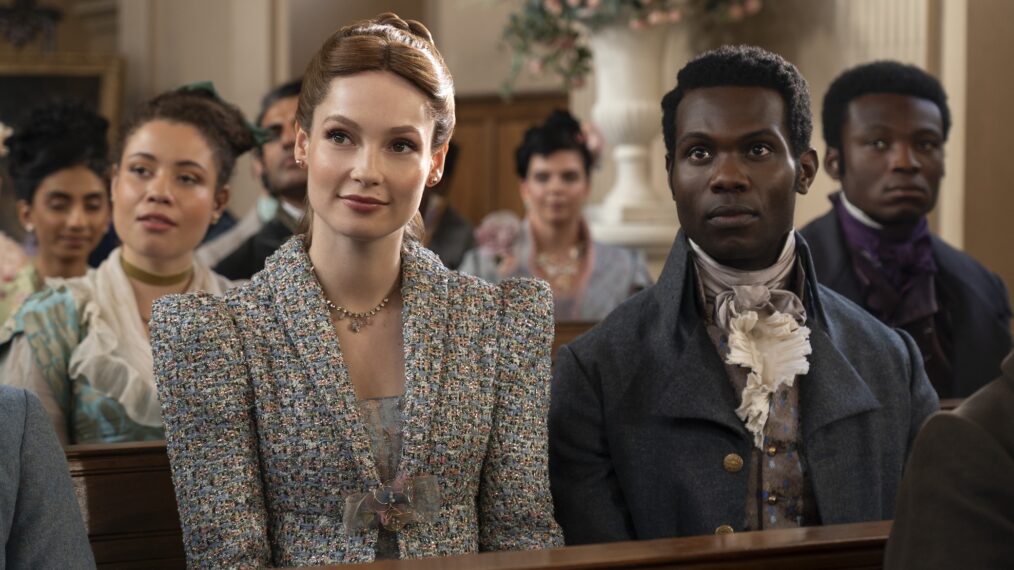Hannah Dodd as Francesca Bridgerton, Victor Alli as John Stirling in episode 306 of Bridgerton