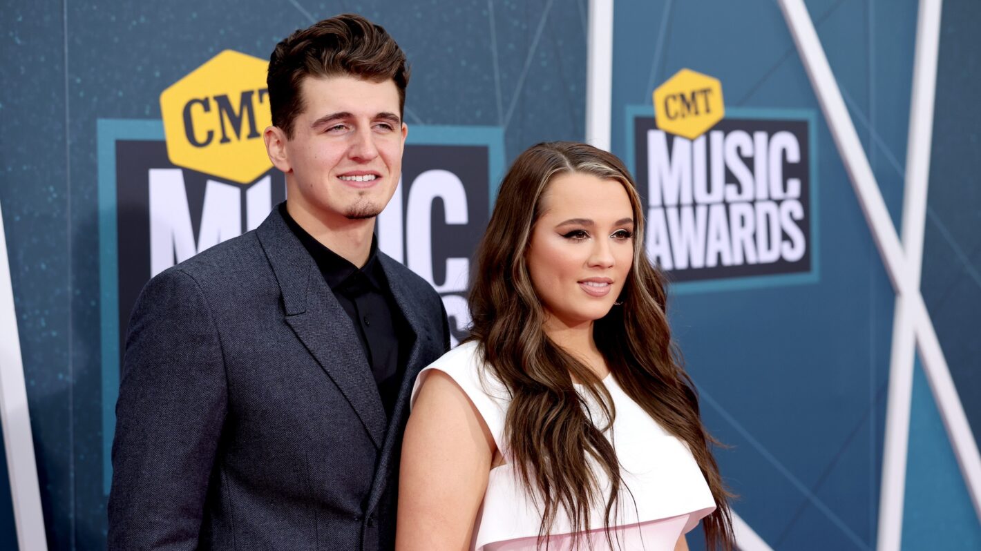 Cade Foehner and Gabby Barrett attend the 2022 CMT Music Awards