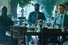 Lucian Msamati, Ṣọpẹ́ Dìrísù, and Joe Cole in 'Gangs of London'