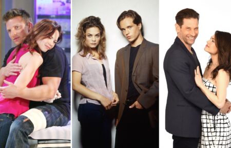 Steve Burton and Rebecca Herbst as Liz and Jason on 'General Hospital'; Rebecca Herbst and Jonathan Jackson as Elizabeth and Lucky; Roger Howarth and Rebecca Herbst as Franco and Liz