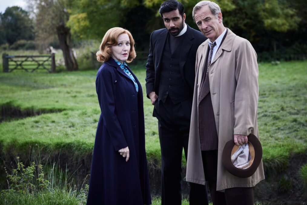 Cathy (Kacey Ainsworth), Alphy Kottaram (Rishi Nair), Geordie Keating (Robson Green) in 'Grantchester' Season 10 Episode 7