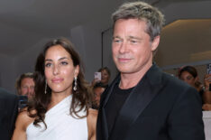 Ines de Ramon and Brad Pitt attend the 'Wolfs' red carpet during the 81st Venice International Film Festival on September 01, 2024 in Venice, Italy.