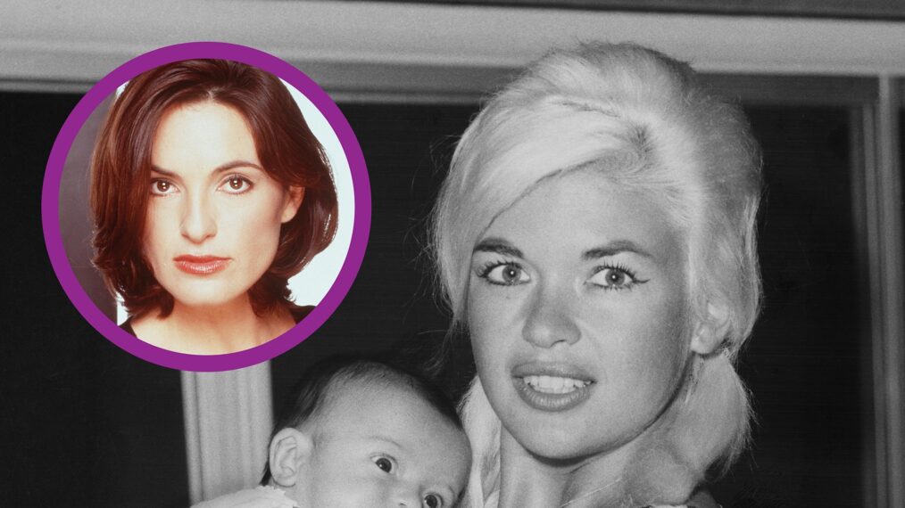 Jayne Mansfield holding six-weeks old Mariska Hargitay, United States, March 1964.