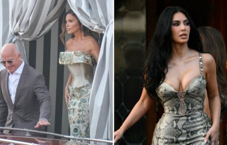 Jeff Bezos and Lauren Sanchez leave the Aman Hotel to go to dinner with guests ahead of their wedding, on June 26, 2025 in Venice, Italy; US reality TV personality Kim Kardashian leaves the Gritti Palace Hotel ahead of the wedding of Amazon's founder Jeff Bezos with Lauren Sanchez in Venice on June 26, 2025