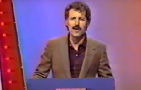 Alex trebek during the pilot episode of Jeopardy!