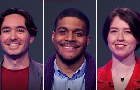 Jeopardy! contestants Peter Vorissis, Geoff Barnes, and Stella Trout on Tuesday, June 2, 2025