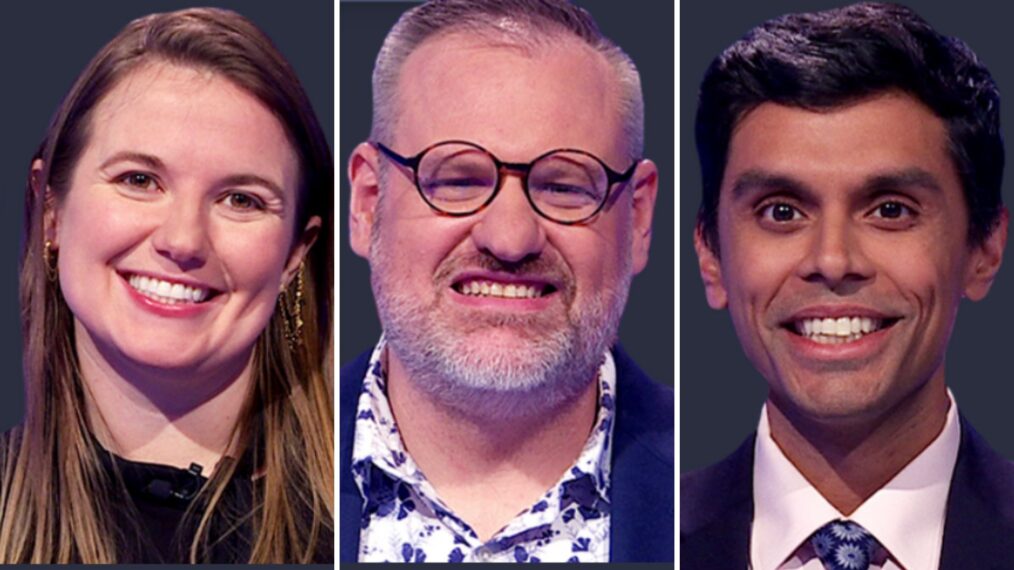 (from left) Jeopardy! players Belvin Blaber, Jacob Hale, and Vivek Upadhyay