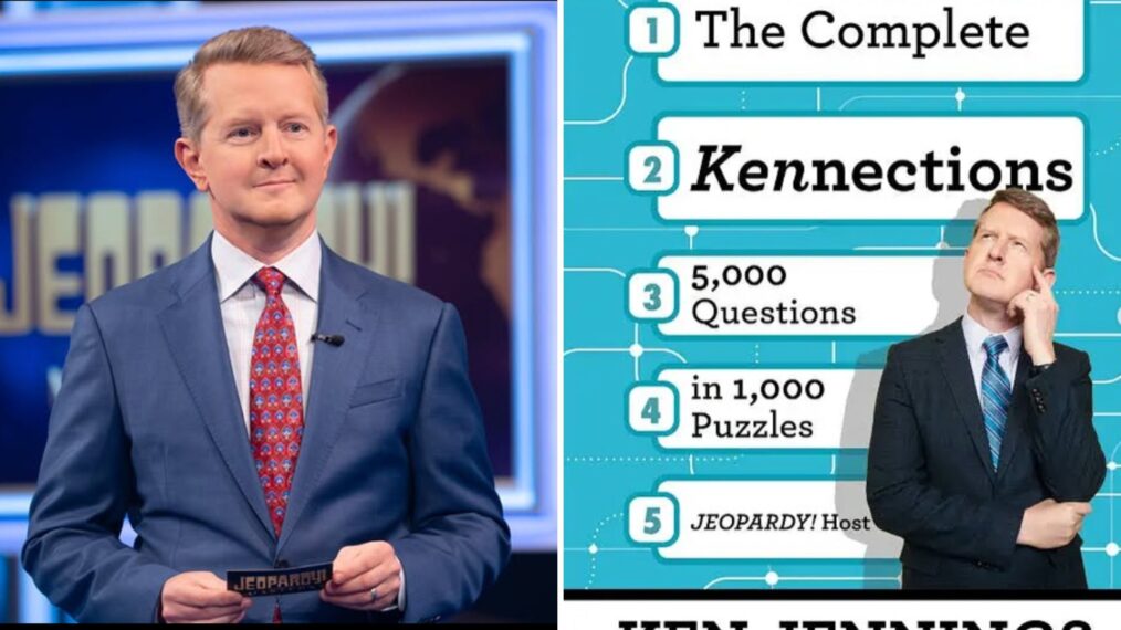 Ken Jennings on Jeopardy! (right) the hosts new book